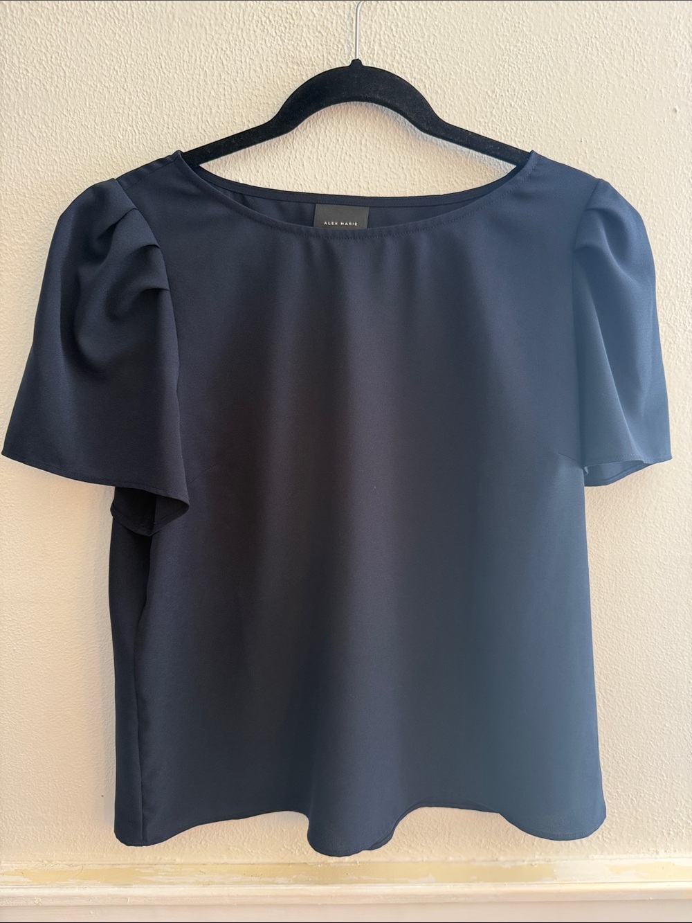 Alex Marie Navy Puff-Sleeve Top